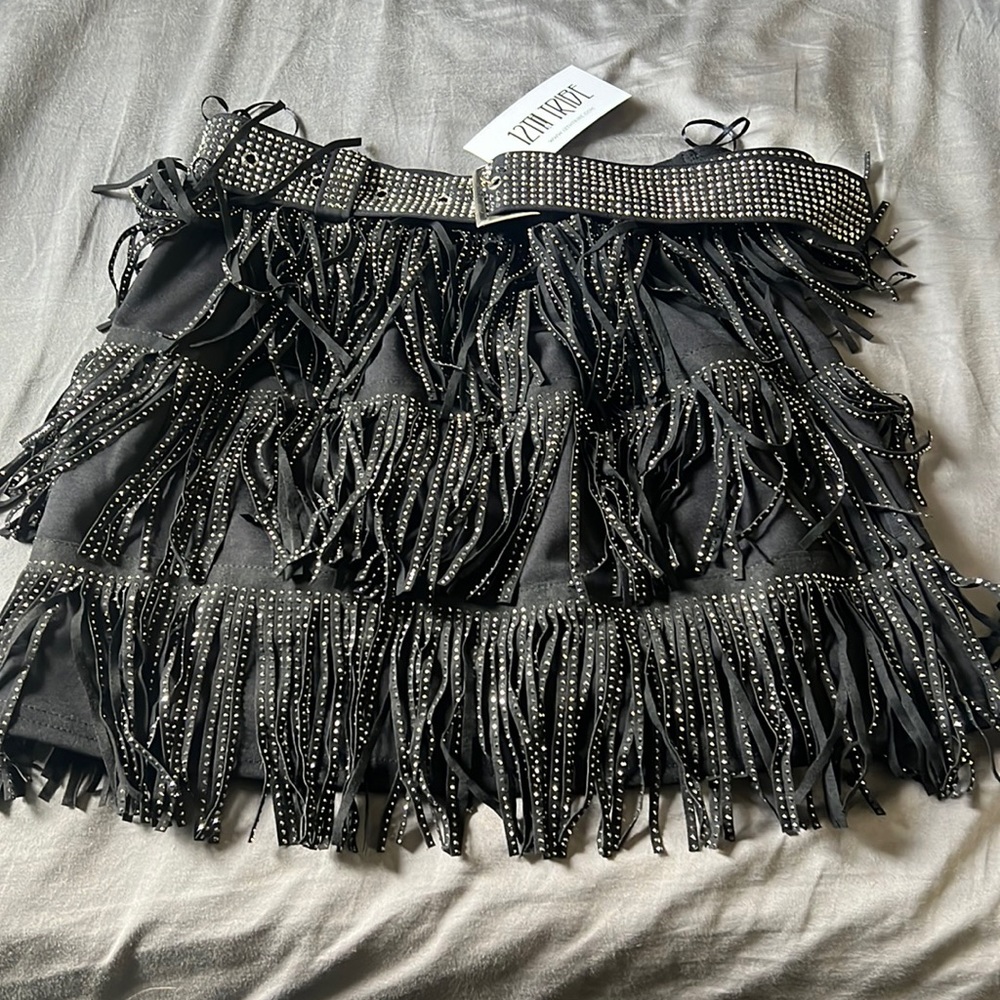 12th tried black stud skirt